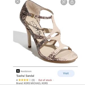 KORS Michael Kors $295 Sasha sandal heel leather snake lizard 7.5 leather sole